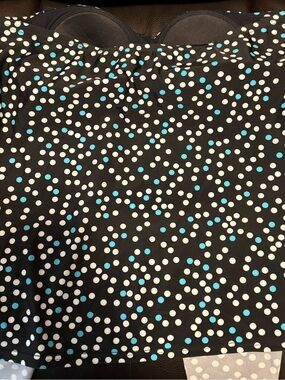 Kohl's Black White and Teal Polka Dot Swim Bandeau Bikini Top